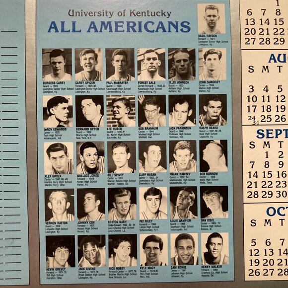 Vintage 85-86 University of Kentucky Wildcat Basketball Poster Schedule Calendar - Picture 3 of 15